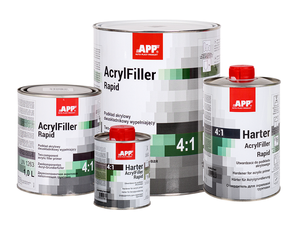 Apprêt acrylique à deux composants HS + durcisseur APP AcrylFiller Rapid 4:1+Harter – 020426
