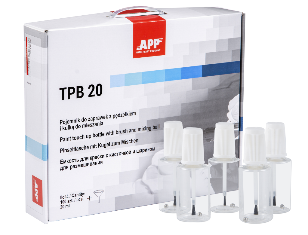 Récipient avec une brosse et billes pour mélange APP TPB20 – 250227