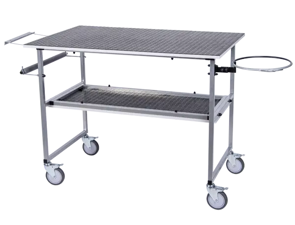 Établi mobile avec cerceau pour sac poubelle et distributeur de chiffons - ProFinish Distribution