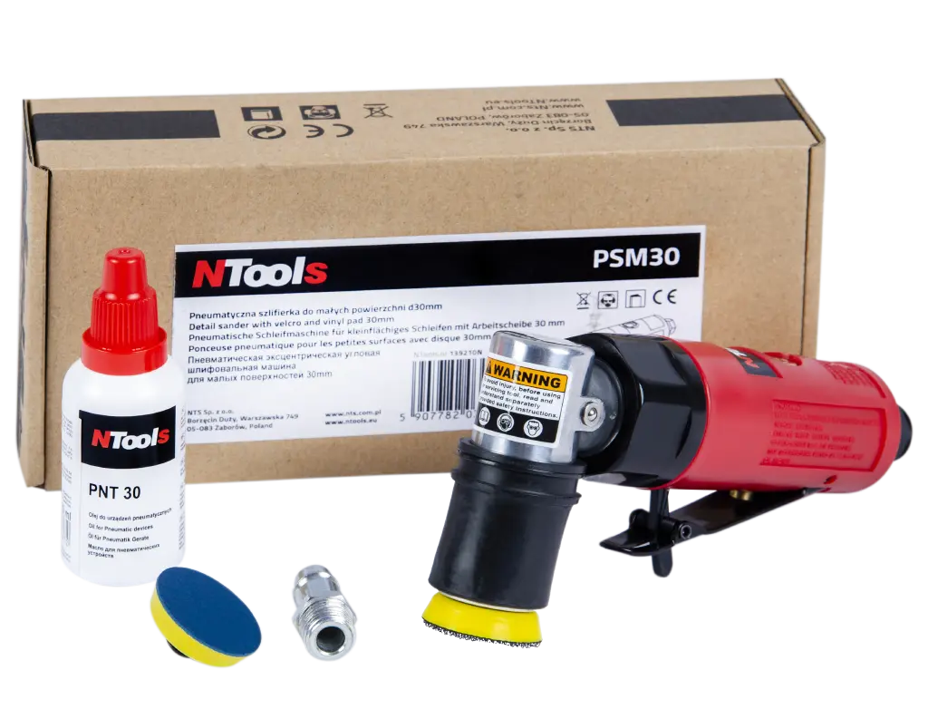 NTools PSM30 – Mini ponceuse pneumatique orbital excentrique 1,5 mm pour petites surfaces - ProFinish Distribution