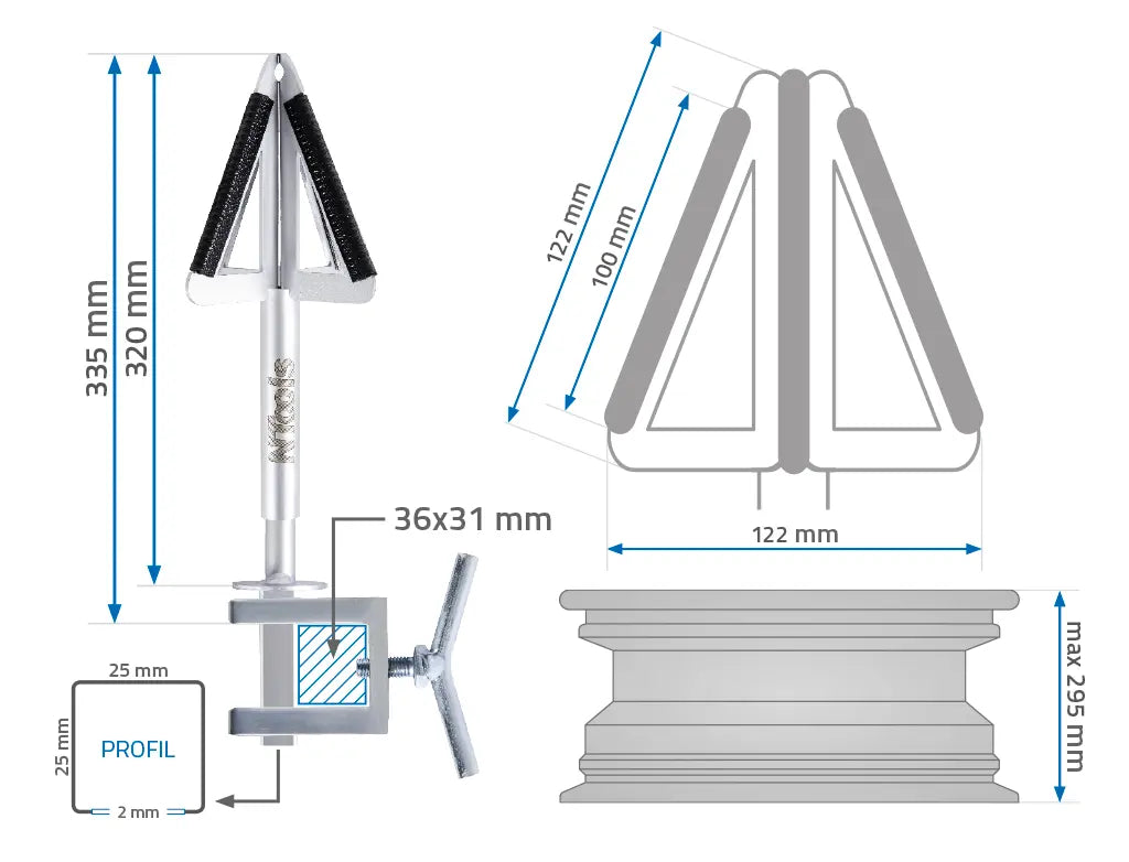 Support avec pince pour peindre les jantes de voiture - ProFinish Distribution