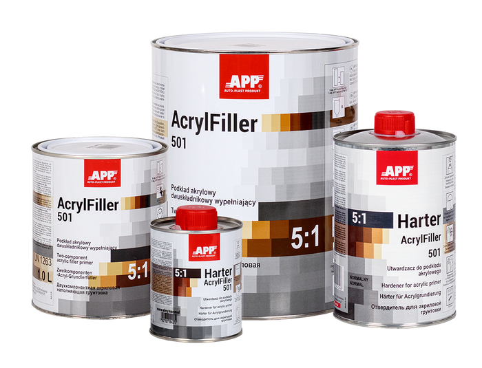 Apprêt acrylique à deux composants HS + durcisseur APP AcrylFiller 501 5:1+Harter – 020407