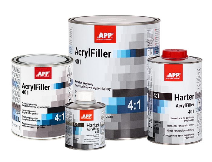Apprêt acrylique à deux composants HS + durcisseur APP AcrylFiller 401 4:1+Harter – 020415