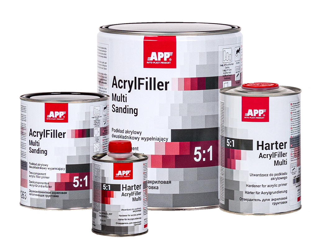 Apprêt acrylique à deux composants HS + durcisseur APP AcrylFiller Multi Sanding 5:1 + Harter – 020470