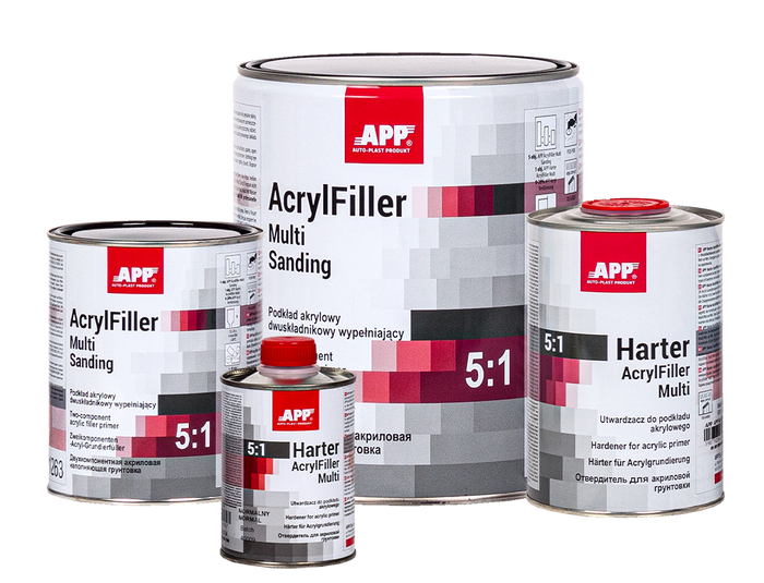 Apprêt acrylique à deux composants HS + durcisseur APP AcrylFiller Multi Sanding 5:1 + Harter – 020470