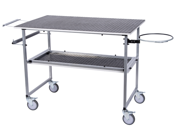 Etabli mobile avec cerceau pour le sac et distributeur pour chiffon de nettoyage NTools MTABLE – 170503