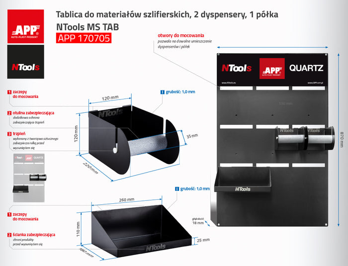 Distributeur pour des matériaux de ponçage en rouleau NTools MS TAB D – 170707 – vue 2