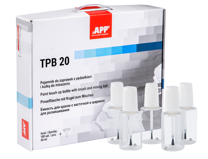 Récipient avec une brosse et billes pour mélange APP TPB20 – 250227