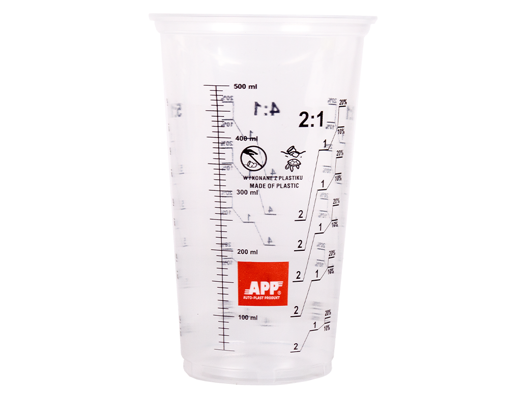 Godet pour mélange de peinture avec graduation noire. APP Cup Eco 500 – 250700
