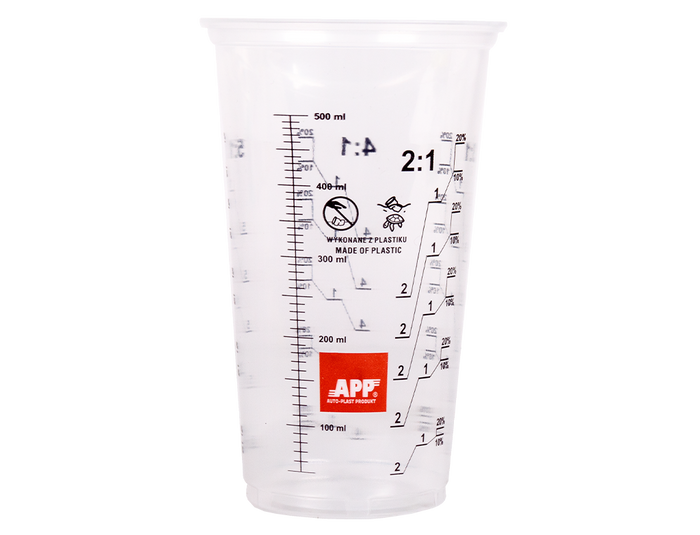 Godet pour mélange de peinture avec graduation noire. APP Cup Eco 500 – 250700