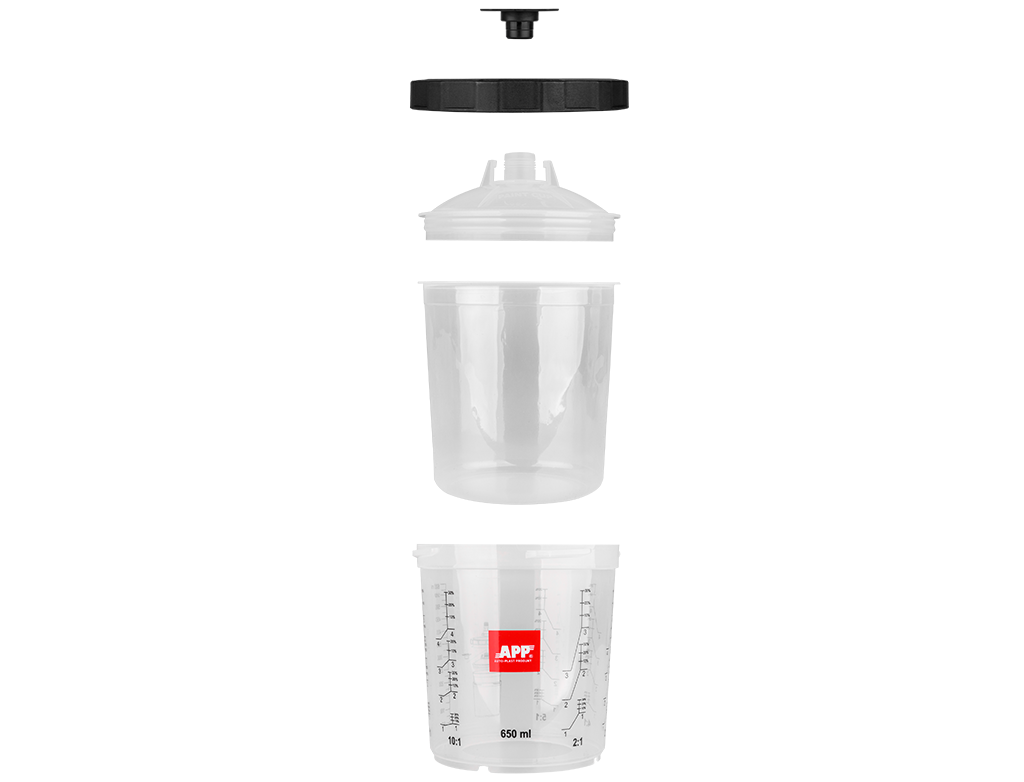 Système de gobelets jetables pour mélanger la peinture souples et rigides APP FPS Fast Preparation System – 250786