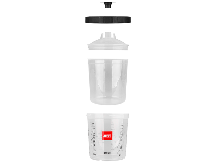 Système de gobelets jetables pour mélanger la peinture souples et rigides APP FPS Fast Preparation System – 250786