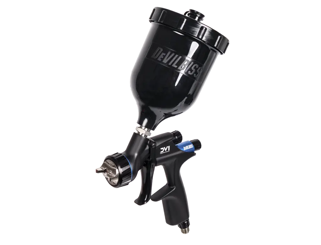 DeVilbiss DV1 Basecoat – Pistolet à pulvérisation basse pression (Éléments bleus) -  ProFinish Distribution