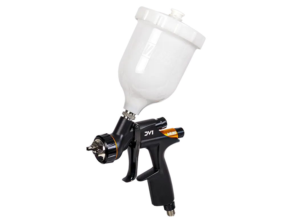 DeVilbiss DV1 Clearcoat – Pistolet à pulvérisation basse pression (Éléments jaunes) -  ProFinish Distribution