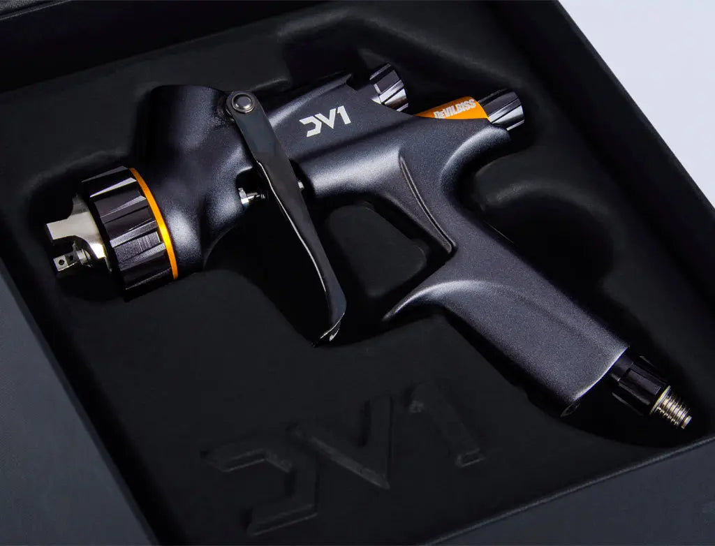 DeVilbiss DV1 Clearcoat – Pistolet à pulvérisation basse pression (Éléments jaunes) -  ProFinish Distribution