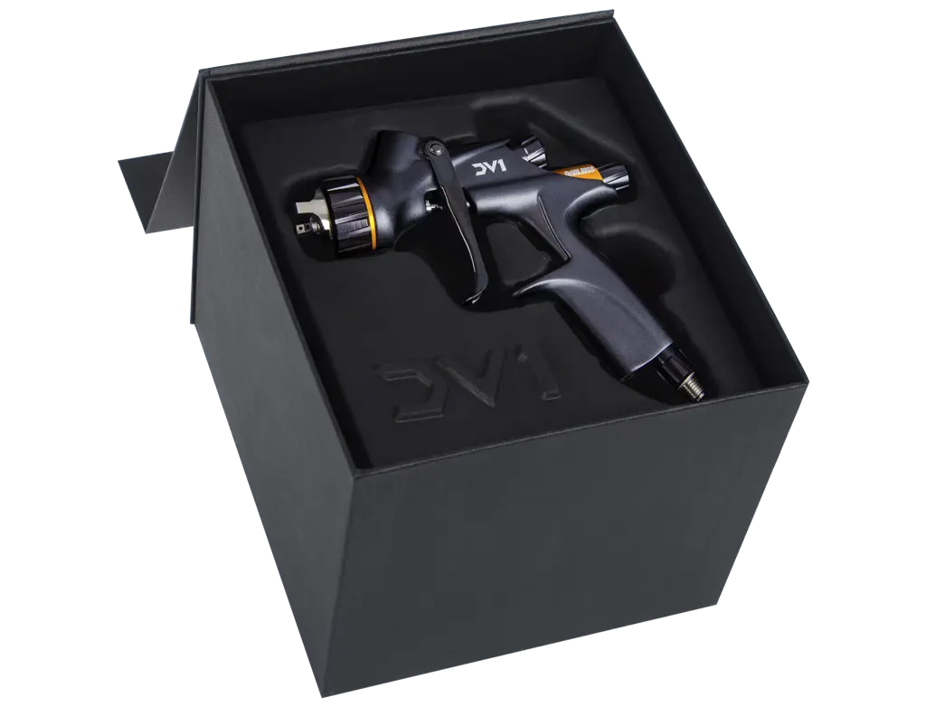 DeVilbiss DV1 Clearcoat – Pistolet à pulvérisation basse pression (Éléments jaunes) -  ProFinish Distribution