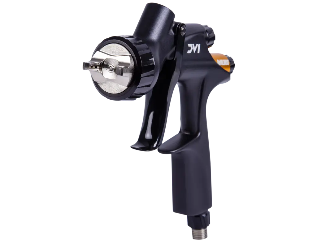 DeVilbiss DV1 Clearcoat – Pistolet à pulvérisation basse pression (Éléments jaunes) -  ProFinish Distribution