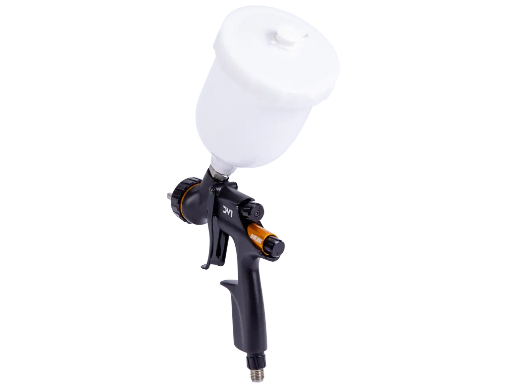 DeVilbiss DV1 Clearcoat – Pistolet à pulvérisation basse pression (Éléments jaunes) -  ProFinish Distribution