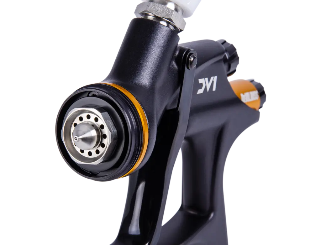 DeVilbiss DV1 Clearcoat – Pistolet à pulvérisation basse pression (Éléments jaunes) -  ProFinish Distribution