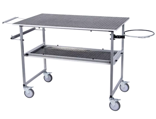 Établi mobile avec cerceau pour sac poubelle et distributeur de chiffons -  ProFinish Distribution