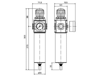 Filtre d’air haute performance avec régulateur et manomètre -  ProFinish Distribution