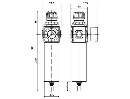 Filtre d’air haute performance avec régulateur et manomètre -  ProFinish Distribution