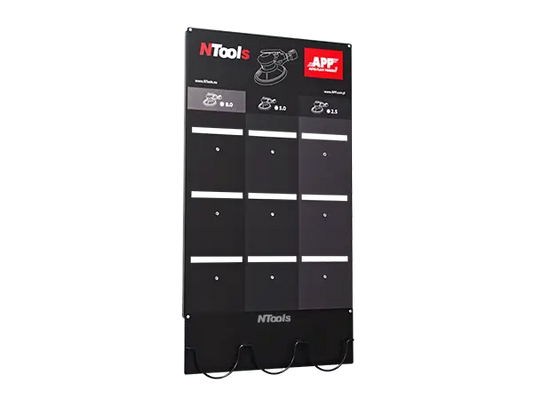 Tableau mural pour disques abrasifs avec support pour 3 ponceuses Ø150 mm -  ProFinish Distribution